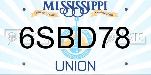 6SBD78 Mississippi License Plate