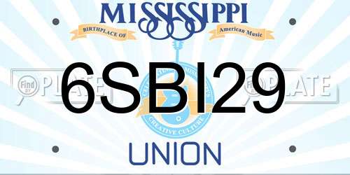 6SBI29 Mississippi License Plate