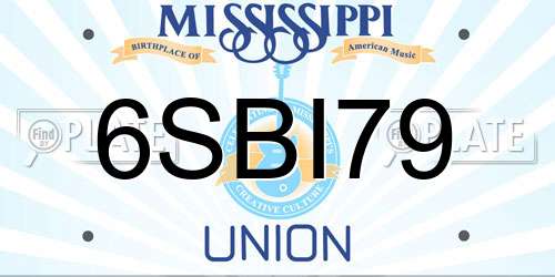 6SBI79 Mississippi License Plate