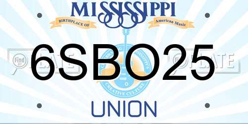 6SBO25 Mississippi License Plate