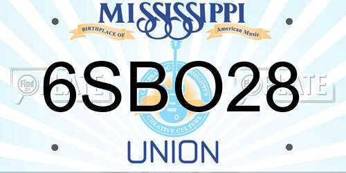 6SBO28 Mississippi License Plate