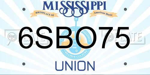 6SBO75 Mississippi License Plate