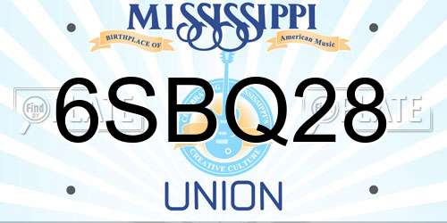 6SBQ28 Mississippi License Plate