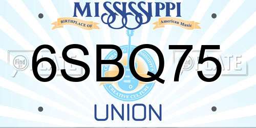 6SBQ75 Mississippi License Plate