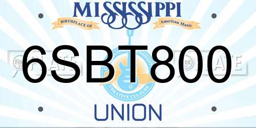 6SBT800 Mississippi License Plate
