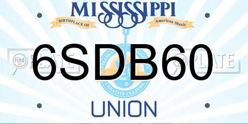 6SDB60 Mississippi License Plate