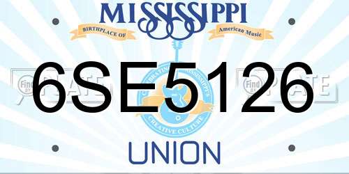 6SE5126 Mississippi License Plate