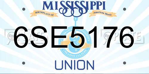 6SE5176 Mississippi License Plate