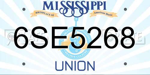 6SE5268 Mississippi License Plate