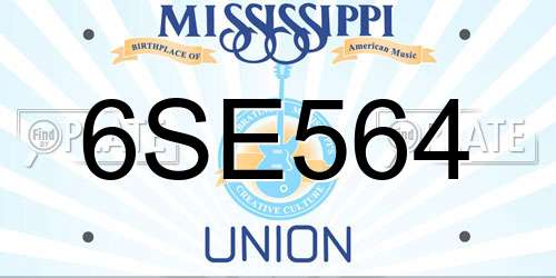 6SE564 Mississippi License Plate