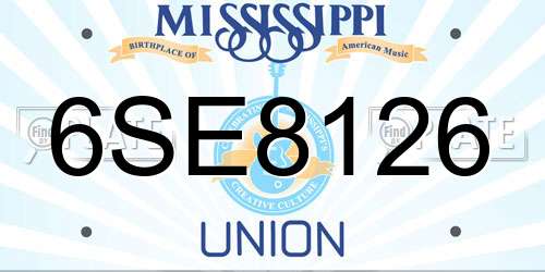 6SE8126 Mississippi License Plate