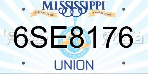 6SE8176 Mississippi License Plate