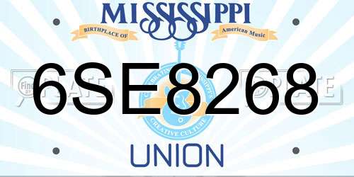 6SE8268 Mississippi License Plate