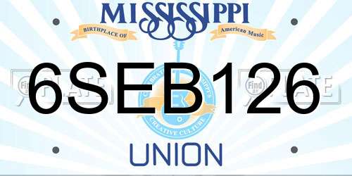 6SEB126 Mississippi License Plate
