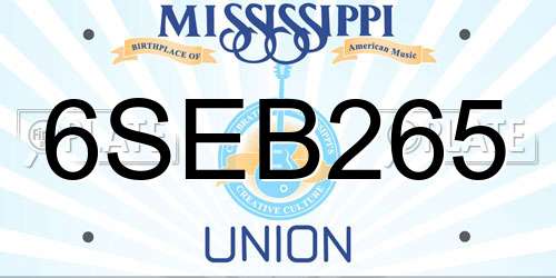 6SEB265 Mississippi License Plate