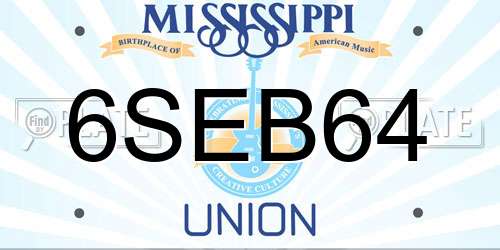 6SEB64 Mississippi License Plate
