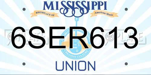 6SER613 Mississippi License Plate