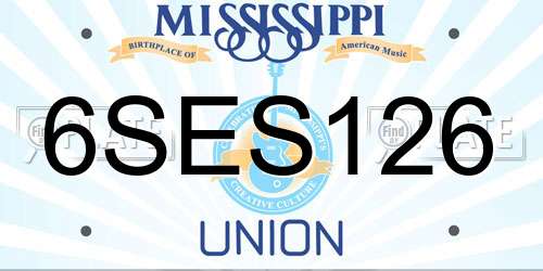 6SES126 Mississippi License Plate
