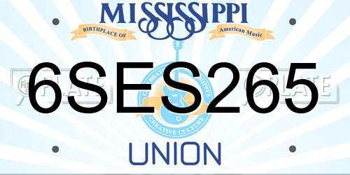 6SES265 Mississippi License Plate