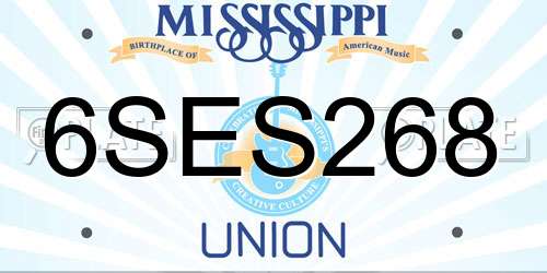 6SES268 Mississippi License Plate