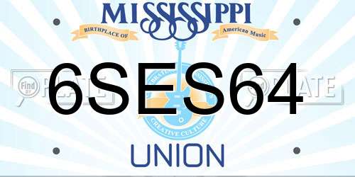 6SES64 Mississippi License Plate