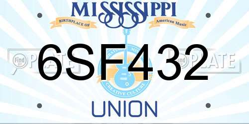 6SF432 Mississippi License Plate
