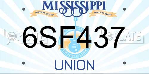 6SF437 Mississippi License Plate