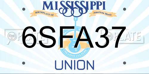 6SFA37 Mississippi License Plate