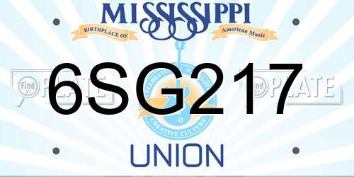 6SG217 Mississippi License Plate
