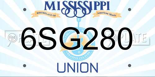6SG280 Mississippi License Plate