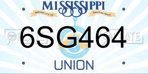 6SG464 Mississippi License Plate