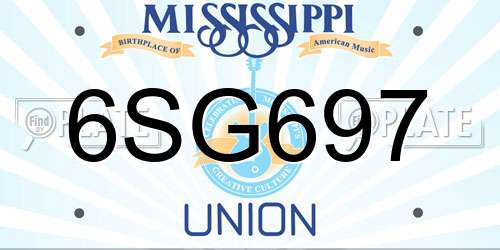 6SG697 Mississippi License Plate