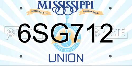 6SG712 Mississippi License Plate