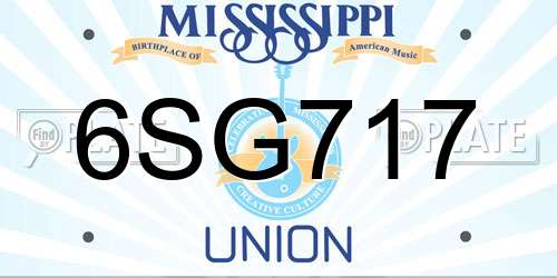 6SG717 Mississippi License Plate