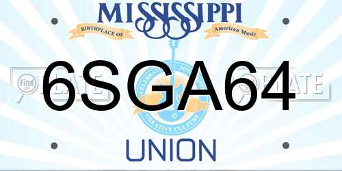 6SGA64 Mississippi License Plate