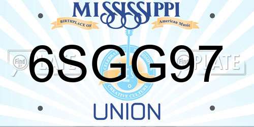 6SGG97 Mississippi License Plate