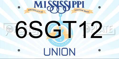 6SGT12 Mississippi License Plate