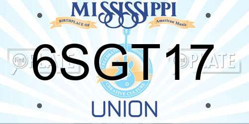 6SGT17 Mississippi License Plate