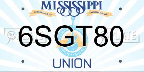 6SGT80 Mississippi License Plate