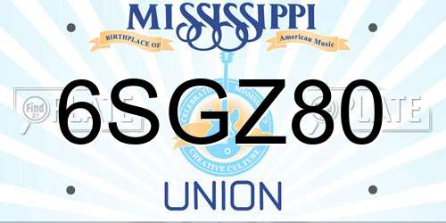 6SGZ80 Mississippi License Plate