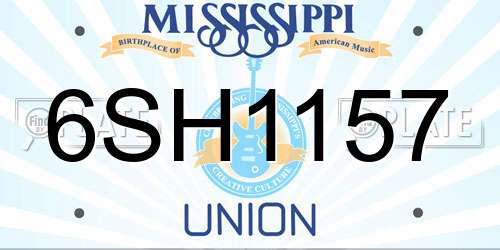 6SH1157 Mississippi License Plate