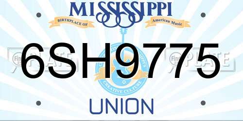 6SH9775 Mississippi License Plate
