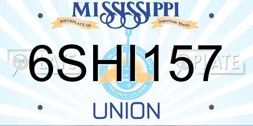 6SHI157 Mississippi License Plate