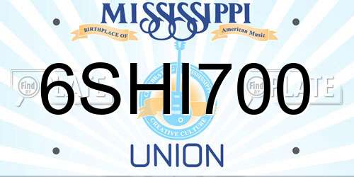 6SHI700 Mississippi License Plate