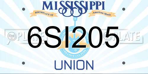 6SI205 Mississippi License Plate