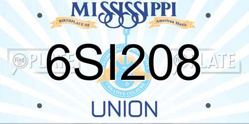 6SI208 Mississippi License Plate