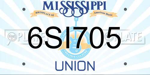 6SI705 Mississippi License Plate
