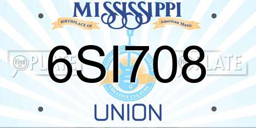 6SI708 Mississippi License Plate