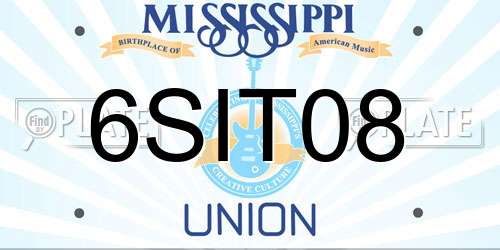 6SIT08 Mississippi License Plate