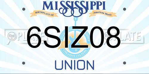 6SIZ08 Mississippi License Plate